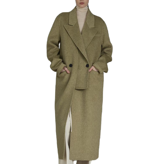 Oversized Olive Green wool trench Coat