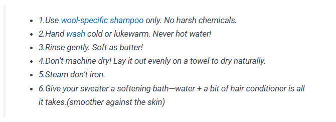 sweater care tip list