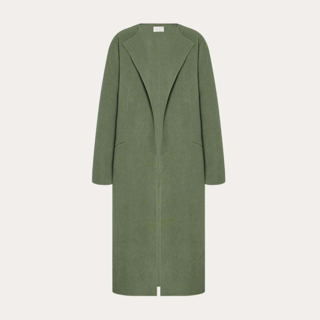 Casaco trench coat feminino 100% caxemira personalizado com ajuste solto e sem botões com bolso grande