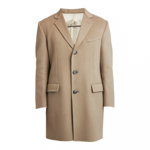 Men’s Camel Wool Coat with Notched Lapels...