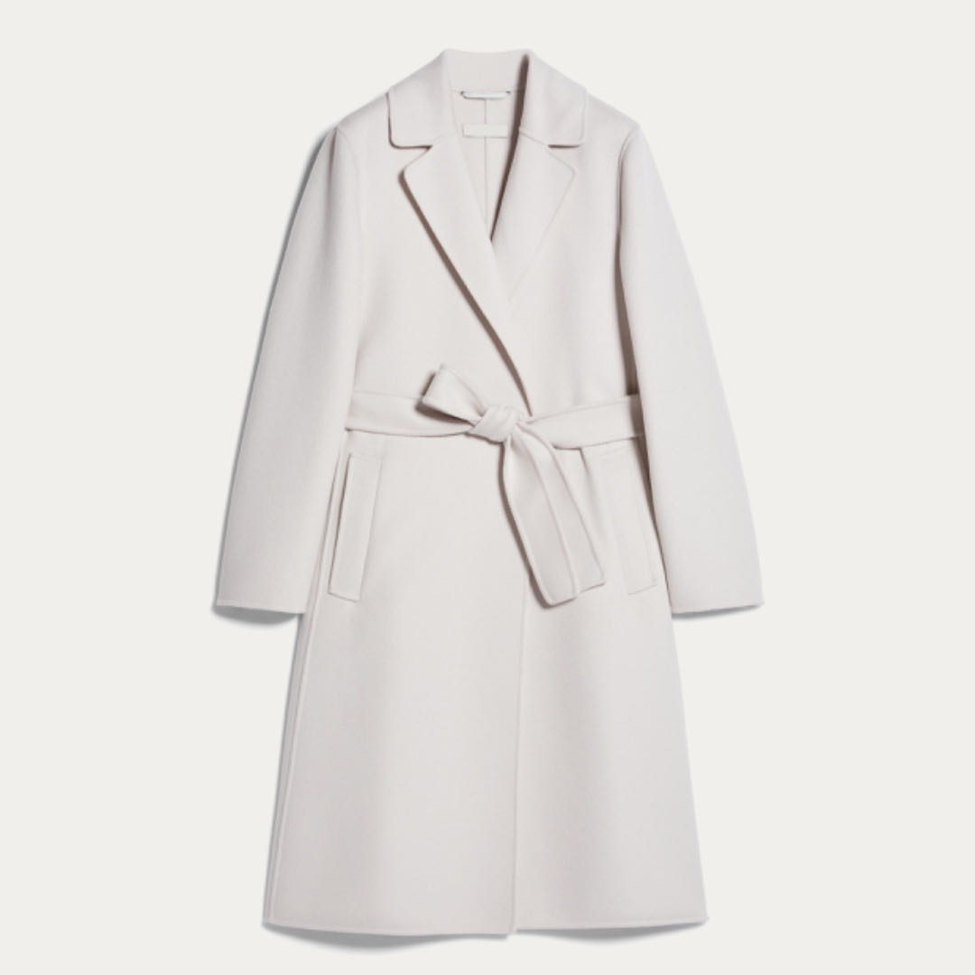 Hot Sale 100 % Cashmere Dame turn-down krave mellemlang frakke med indsatslomme
