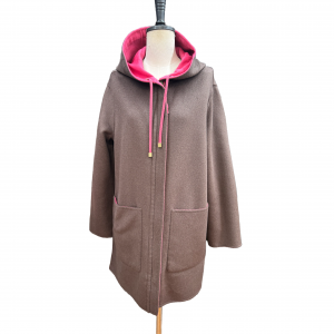 Unique Stylish Brown Hooded Straight Cut Wool C...