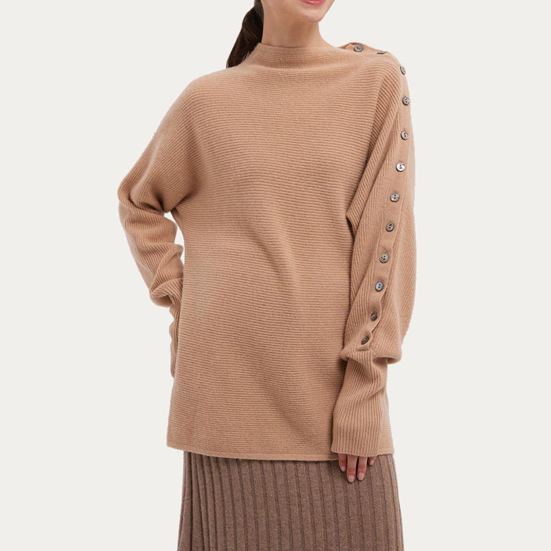 Slouchy Knit Buttoned Cashmere Tunic