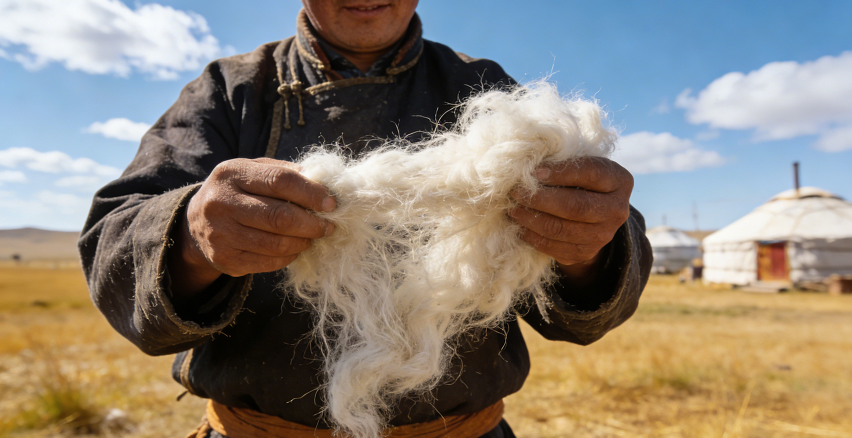 Cashmere raw materials from the Mongolian pastoral area