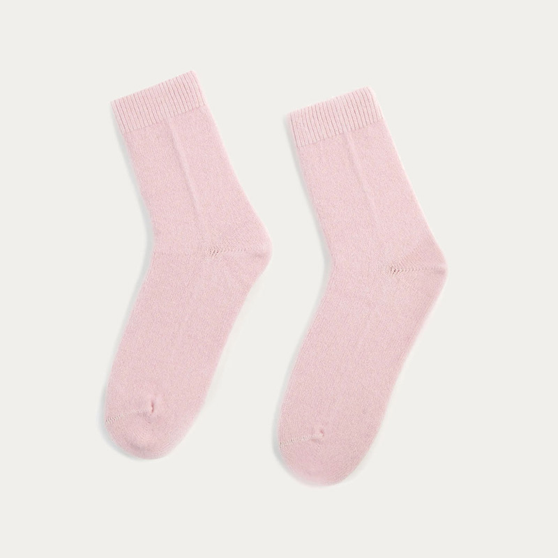 Unisex Cashmere Soft Jersey Knit Bed Socks With Ribbed Cuff