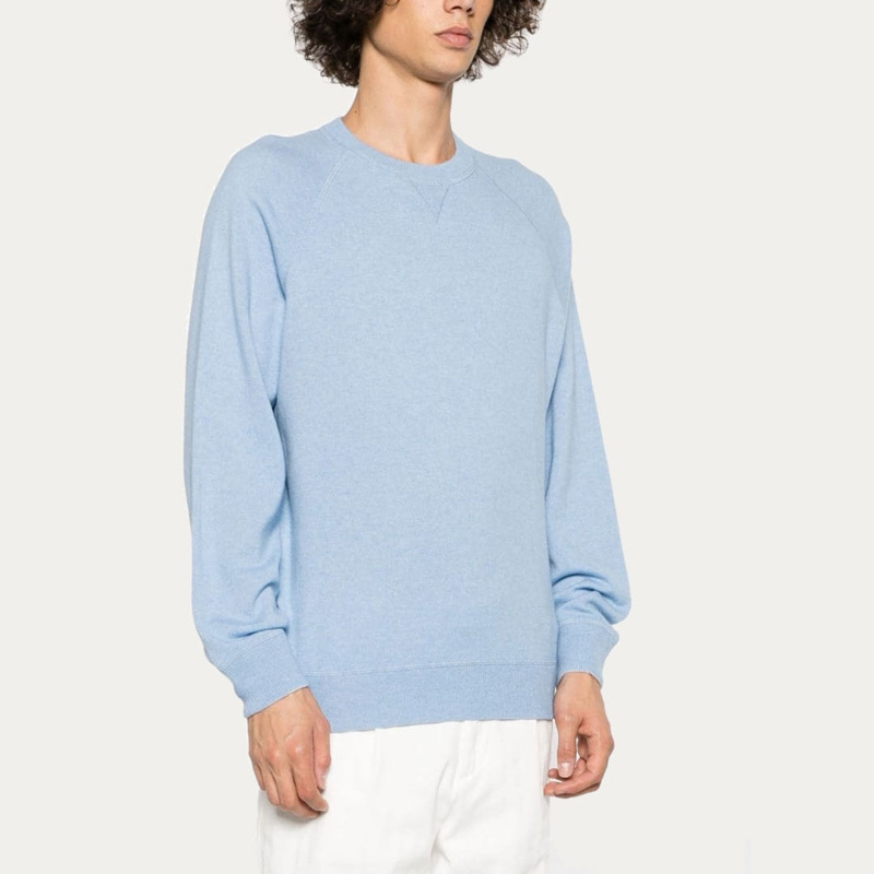 Men’s Pure Cashmere Jersey Knitwear Solid Color Off-Shoulder Pullover Top Casual Crewneck Sweater