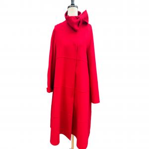 Hot Selling Vibrant Red Straight Cut Wool Coat ...