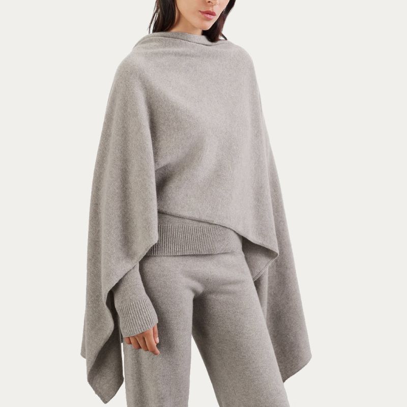 Fashion Winter Solid Color Plain Capes Front-Open Cashmere Warm Ponchos For Women