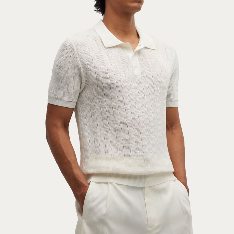 Men’s Fine-Knit Linen Short Sleeves Polo Shirt
