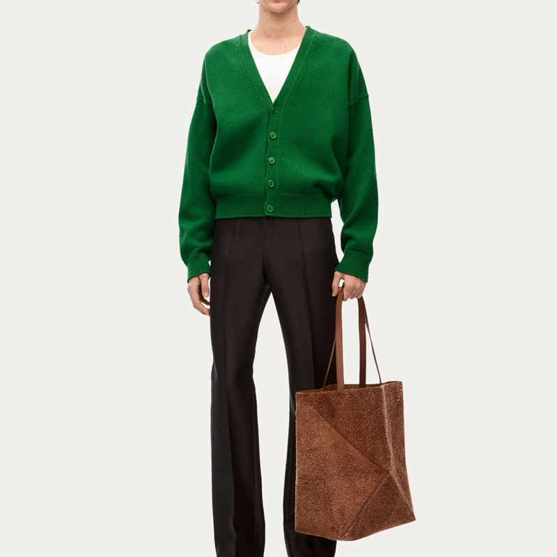 Cardigan en jersey boutonné vert profond à col en V pour hommes, décontracté pour pulls en tricot en laine