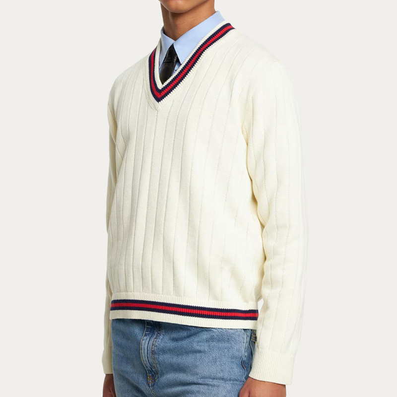 Men’S V Neck Cotton Knit Sweater