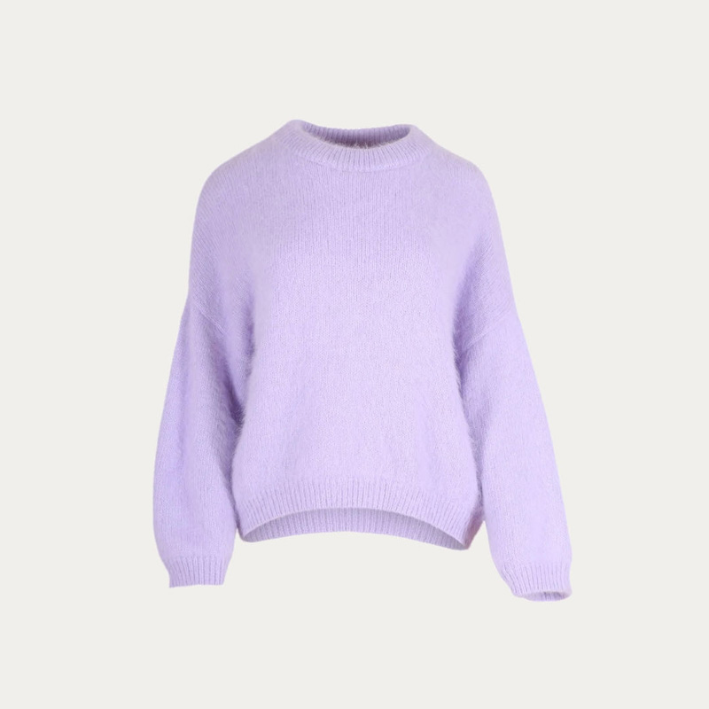 Women’s Soft Oversized Rib Knit Brushed Alpaca Crew-Neck Sweater