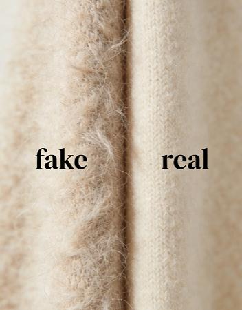 Comparison between genuine and fake cashmere fiber texture