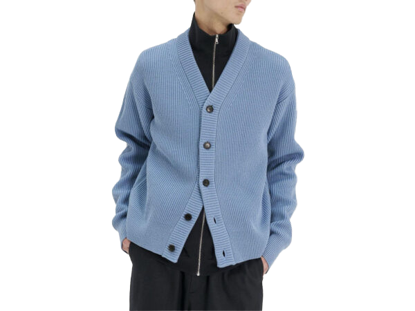 Pure Color V-Neck Button Cardigan (1)
