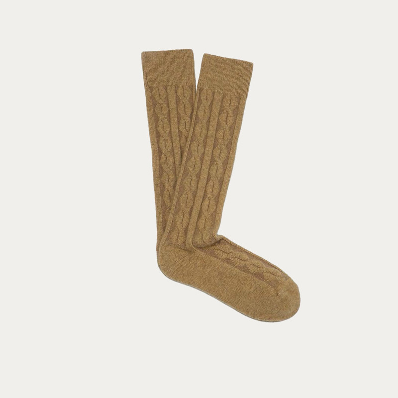 Customized Unisex Twisted Cashmere Mid Socks Breathable 100% Cashmere Knitted Technique for Women