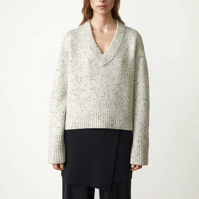 Speckled Blended Cashmere Relaxed Silhouette Sweater