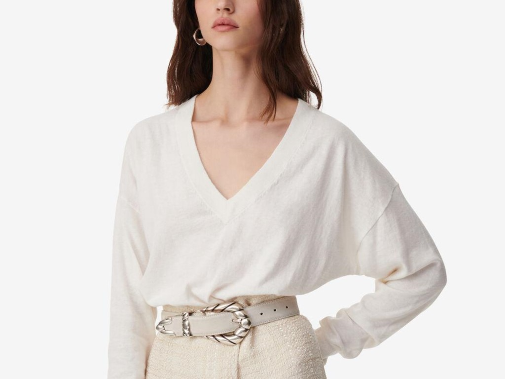 oeko-tex certified  plain knitted deep v-neck pullover sweater